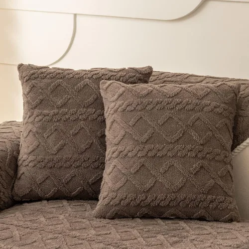 Vista 21 de vctops Fundas de sofá de jacquard geométrico de lujo para sofá de granja, funda neutra antideslizante para sofá seccional, funda suave y cálida