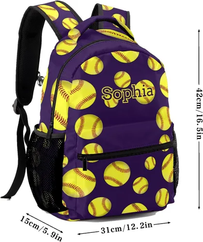 Vista 7 de Mochila personalizada de sóftbol personalizada Bolsa multifuncional impermeable con nombre de regalo, Diseño 1, Mochilas Daypack