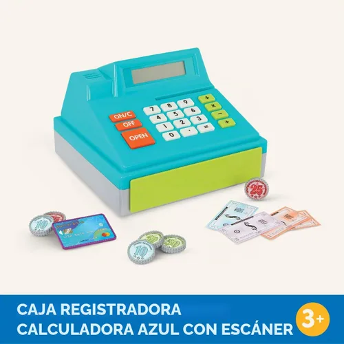 Vista 5 de Battat Juguete calculador de caja registradora con dinero de juego, tarjeta