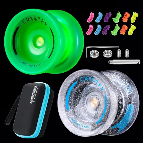 Vista 11 de MAGICYOYO Fingerspin - Yoyo que brilla en la oscuridad, Yoyo de doble propósito sensible y no sensible para niños de 8 a 12 años, yoyos