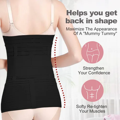 Vista 5 de 3 In 1 Postpartum Belly Band Wrap - Abdominal Binder Post Surgery C Section Compression Girdle Belt