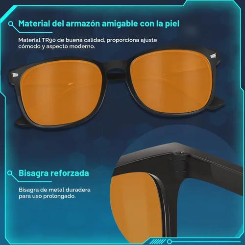 Vista 7 de Lentes de luz azul para mujeres y hombres 99% de bloqueo de luz azul para computadora, juegos, televisión, pantalla de teléfono, marco cuadrado