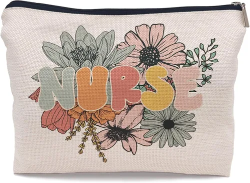Vista 7 de Bolsa de maquillaje para enfermera, color negro, divertido regalo de agradecimiento para enfermera, pequeña bolsa de cosméticos para bolso, HSXL11-10