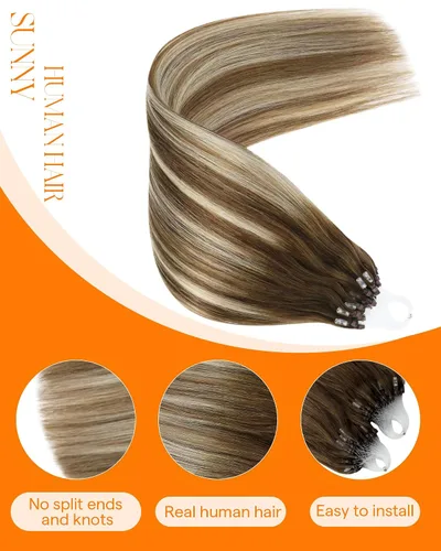 Vista 2 de Sunny Hair Extensiones de cabello humano microlink de 24 pulgadas, fáciles