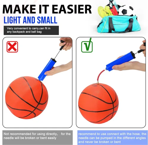Vista 4 de Jerify Kit de bomba de bola de 8 pulgadas, bomba de aire portátil de pelota deportiva para fútbol con manguera de extensión de aguja, inflador