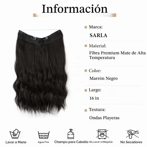 Vista 2 de SARLA Extensión de Cabello con Alambre Invisible con 3 Clips Pieza de Cabello Sintética Corta de Ondas de Playa Diadema Transparente Ajustable