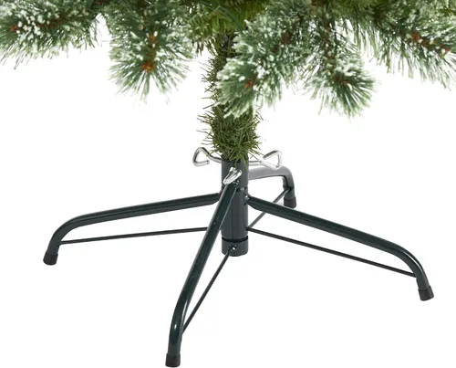 Vista 4 de Árbol de Navidad artificial de pino con punta de nieve delgado de 1.5 m de Wisconsin de Nearly Natural con 150 luces LED transparentes