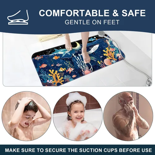 Vista 8 de XIYUNTE Alfombra de Baño para Bebé para Bañera Antideslizante Alfombra de Baño para Niños - 40"x16" Alfombra de Bañera Extra Larga Antideslizante