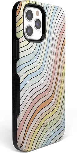 Vista 2 de Casely Funda para iPhone 11 Pro Max Ride The Wave Forro de arcoíris pastel Diseño protector audaz