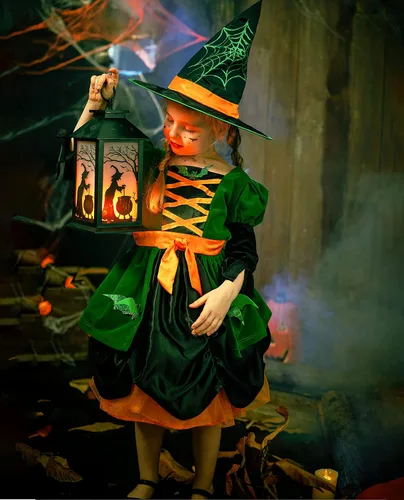 Vista 2 de Disfraz de bruja para niñas, disfraz de araña para niños, disfraz de araña de Halloween