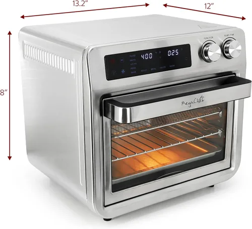 Vista 3 de MegaChef Freidora de aire multifunción eléctrica digital de 25 cuartos de galón y horno de encimera con asar, hornear y tostar