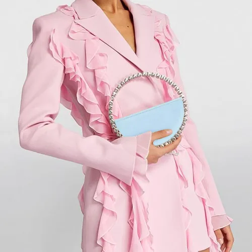 Vista 4 de CARZA Bolso de noche con diamantes de imitación brillantes para mujer, bolso de diseñador para boda, fiesta, asa superior