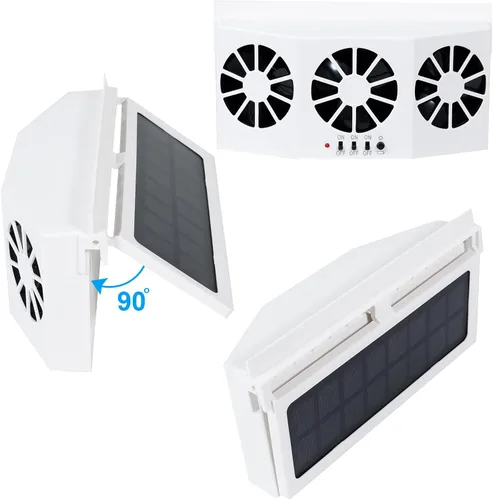 Vista 3 de Unifizz Ventilador de ventana delgada solar Ventilador de escape de coche con tres ventiladores 1.5W ABS blanco