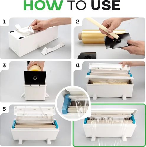 Vista 5 de IDL Packaging WP-179D - Dispensador WrapMaster de 12 pulgadas para rollos de película de alimentos, color blanco, dispensador profesional
