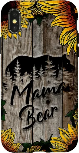 Vista 5 de Funda de regalo para el día de la madre con diseño de girasol de madera rústica para iPhone 16 Mama Bear
