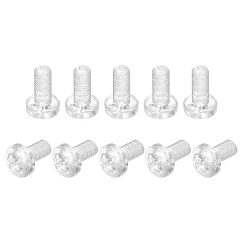 Vista 9 de uxcell M2x6mm plástico Phillips pernos 50pcs PC Pan cabeza máquina tornillos transparentes