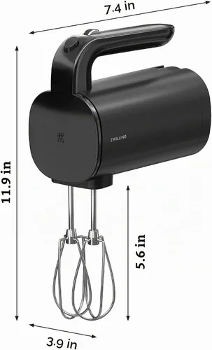 Vista 4 de ZWILLING Xtend - Juego de batidoras de mano inalámbricas, batidora de mano eléctrica de 3 velocidades con batidores y ganchos para masa, potente