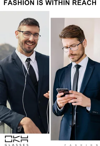 Vista 2 de OKH 2 Pack progressive multifocal reading glasses for men, blue blocking glasses progressive readers