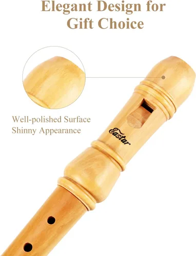 Vista 3 de Eastar Soprano - Grabadora barroca para principiantes, con tecla C, de arce, descante, instrumento para niños y adultos, grabadora de 3 piezas