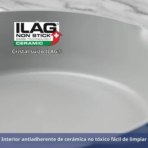 Vista 6 de Tramontina Fiora - Sartén antiadherente de cerámica con tapa de 4.25 Azul