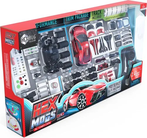 Vista 9 de HEXBUG HEXMODS Pro Series Elite Raceway, auto recargable a control remoto, kits de modelo de coche para niños y adultos, juguetes STEM para niños a