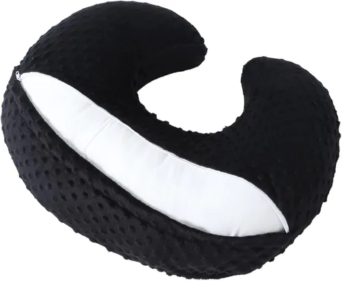 Vista 4 de Funda de almohada de lactancia con lunares, funda de almohada de felpa para lactancia materna Funda para almohada de lactancia, transpirable, Negro