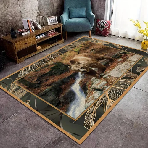 Vista 17 de Alfombra rústica de estilo occidental para sala de estar, antideslizante y lavable, para dormitorio, sala de estar, cocina, 3 x 4 pies