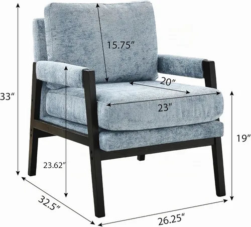 Vista 2 de Roundhill Furniture Kelly Mid-Century - Sillón tapizado de chenilla, color azul