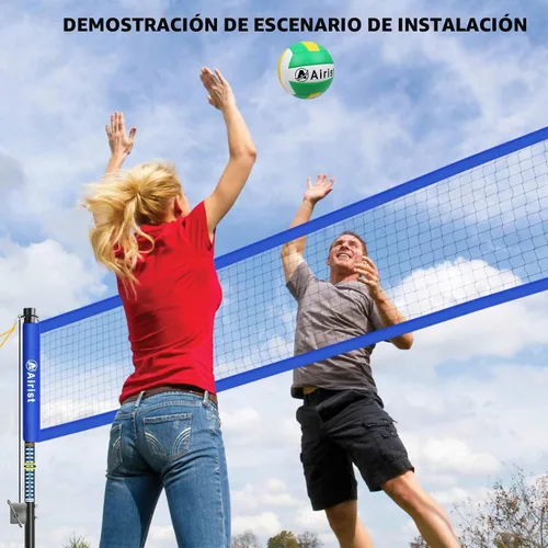 Vista 8 de Red de Voleibol de Servicio Pesado para Exteriores con Sistema de Acero Anti-Combado, Postes de Aluminio Ajustables, Juego de Redes Profesionales