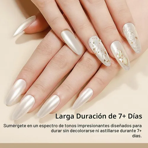 Vista 4 de MIZHSE Esmalte de uñas blanco perla de secado rápido, esmalte de uñas