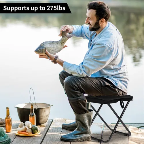 Vista 2 de Paquete de 2 taburetes plegables portátiles de 13 pulgadas para adultos, taburetes plegables pequeños y ligeros para pesca, senderismo, jardinería