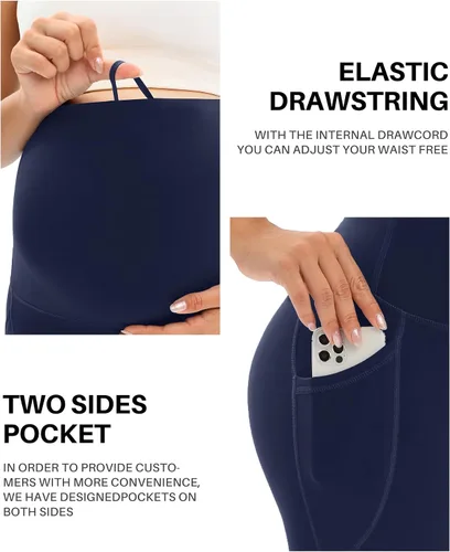 Vista 5 de DALIGIRL Pantalones cortos de maternidad sobre el vientre con bolsillos, pantalones cortos de yoga deportivos para mujer para el embarazo de verano