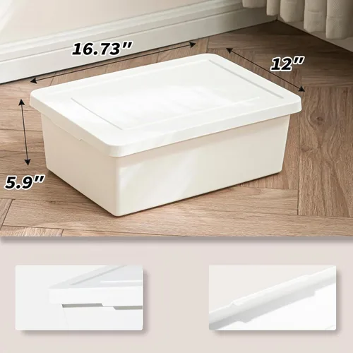 Vista 4 de Yishyfier Contenedores de almacenamiento de plástico apilables de 15 cuartos de galón con tapas, contenedor de almacenamiento para organizar, cajas