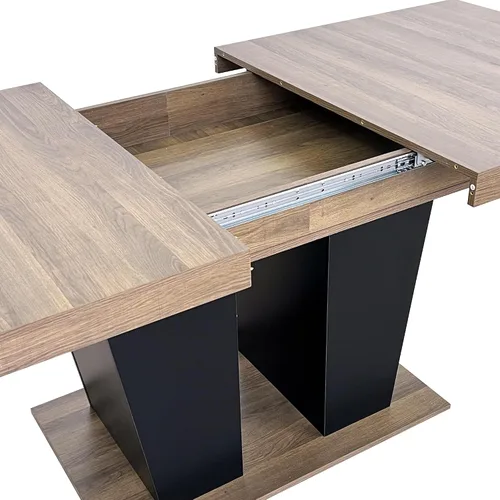Vista 4 de Juego de mesa de comedor extensible de 5 piezas, juego de mesa de comedor extensible de estilo granja para 4, mesa de cocina expandible de madera