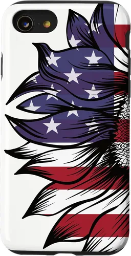 Vista 18 de USA Patriotic 4th of July Sunflower American Flag Case for iPhone 17