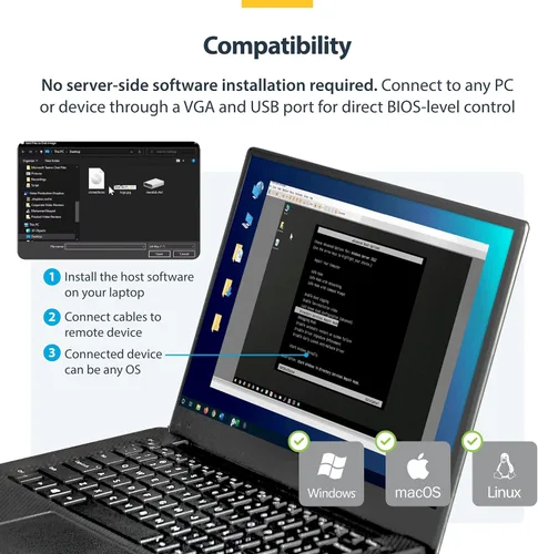 Vista 5 de StarTech Adaptador Portátil de Carrito de Choque para Laptop para Gestión de Servidores, Consola KVM USB/VGA, Windows/Linux/MacOS - TAA