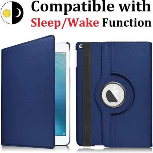 Vista 4 de Vultic Funda giratoria para iPad mini 1/2/3, soporte de 360 grados [apagado automático/activación] Folio PU cuero Smart Cover (azul claro)