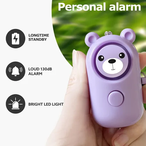 Vista 6 de Alarma personal segura con sonido para mujeres, niños y ancianos, paquete de 2 lindas sirenas de 130 dB, autodefensa de seguridad con luz LED