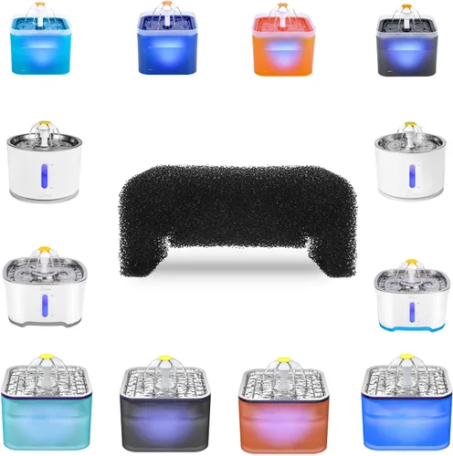 Vista 2 de Wonder Creature Filtro de fuente para gatos, filtro de espuma de esponja para fuente redonda y cúbica de acero inoxidable superior, para cristal