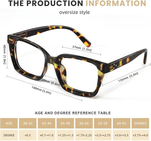 Vista 3 de XVXV Reading Glasses for Women Men - Blue Light Blocking Readers Oversize Square Anti Glare with Spring Hinge