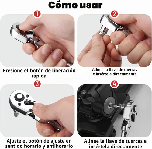 Vista 3 de Trinquete de cabeza flexible de trinquete rechoncho de 1/2 pulgada