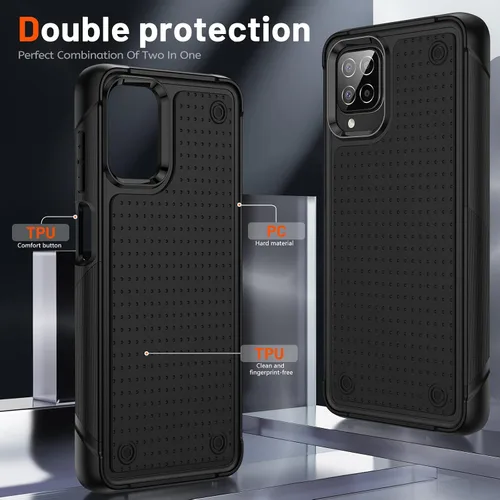 Vista 3 de Jeylly Funda compatible con Samsung Galaxy A12, Samsung Galaxy A12 con protector de pantalla de vidrio templado, protección contra caídas de grado