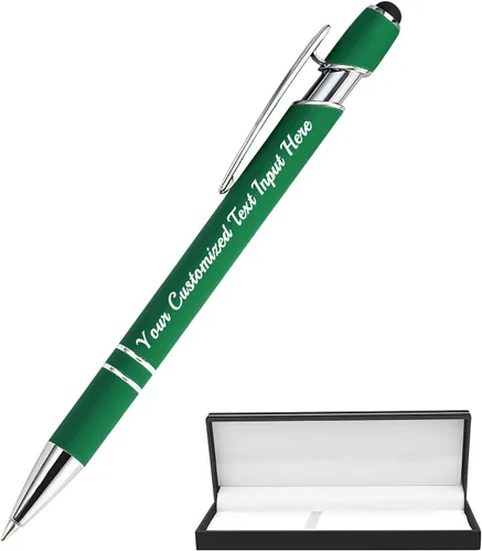 Vista 11 de Bolígrafo personalizado, 50 bolígrafos personalizados, grabado a granel con logotipo de nombre, lápiz digital de tinta negra suave con toque
