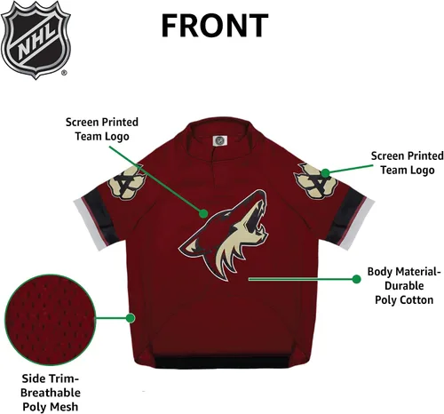 Vista 8 de Pets First NHL Arizona Coyotes Jersey para perros y gatos, talla XS. Deja que tu mascota sea un verdadero fanático de la NHL