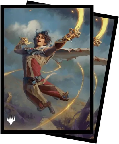 Vista 2 de Ultra Pro - Fundas protectoras de cubierta estándar MTG Wilds of Eldraine Kellan, The FAE-Blooded (Adventure Frame) (100 unidades) protegen