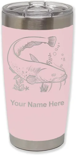 Vista 11 de LaserGram Vaso aislado al vacío de 20 onzas, bagre, grabado personalizado incluido (negro)