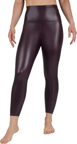 Vista 3 de 90 Degree By Reflex Leggings de cintura alta con forro polar de piel sintética de alto brillo y elástico