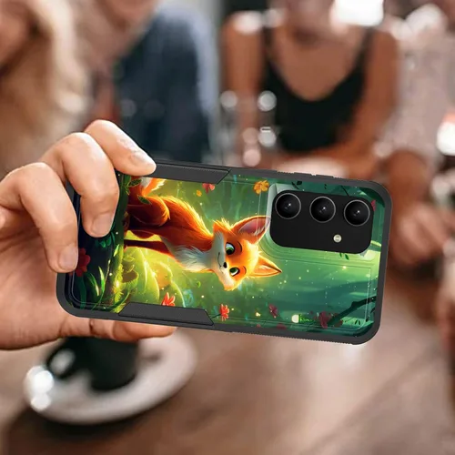 Vista 192 de Funda para Galaxy A14 5G, resistente de doble capa híbrida de policarbonato duro, goma suave, a prueba de golpes, funda protectora resistente