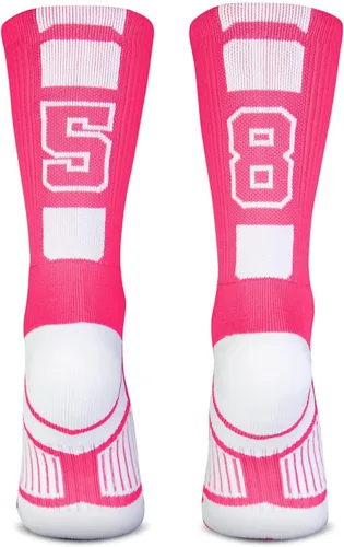 Vista 39 de ChalkTalkSPORTS Calcetines de equipo personalizados - Calcetines con números rosados Elige tu número