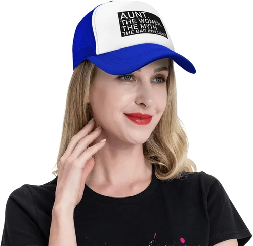 Vista 9 de YVNUM Men Women Baseball Hat Adjustable Aunt The Women The Myth The Bad Influence Mesh Trucker Cap Low Profile Dad Hat